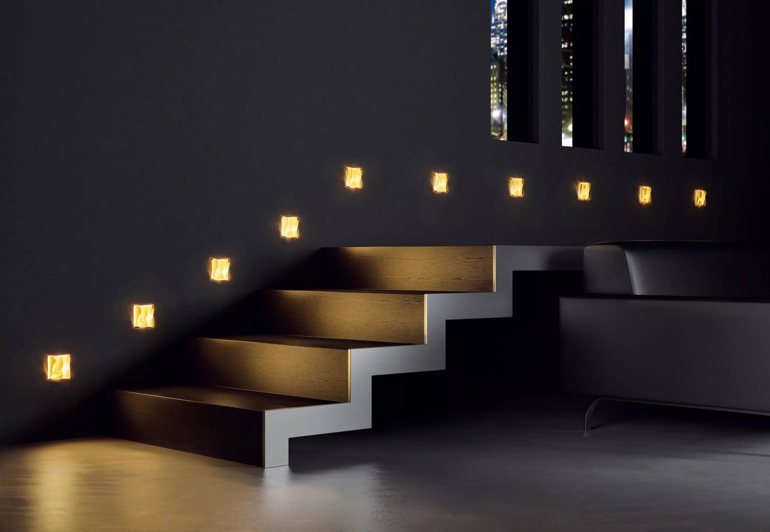 طراحی خلاقانه روشنایی در پله ها